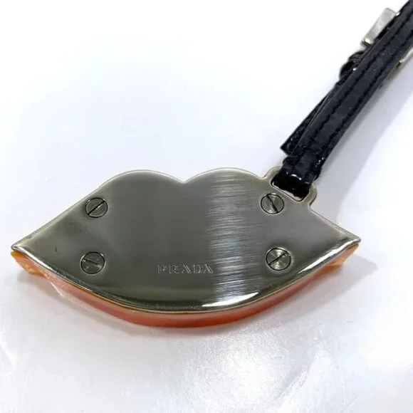 Prada Key Holder Orange Silver Black Plastic Metal - Picture 4 of 9